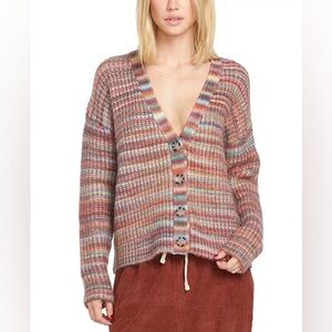 VOLCOM Desert Dreamz Cardi Rainbow Stripe Cardigan size Small